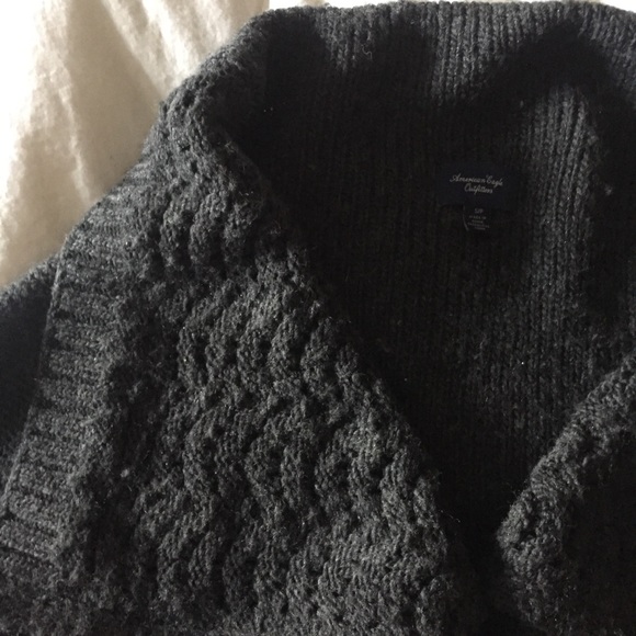 AE open cardigan gray knit shawl collar - Picture 5 of 5